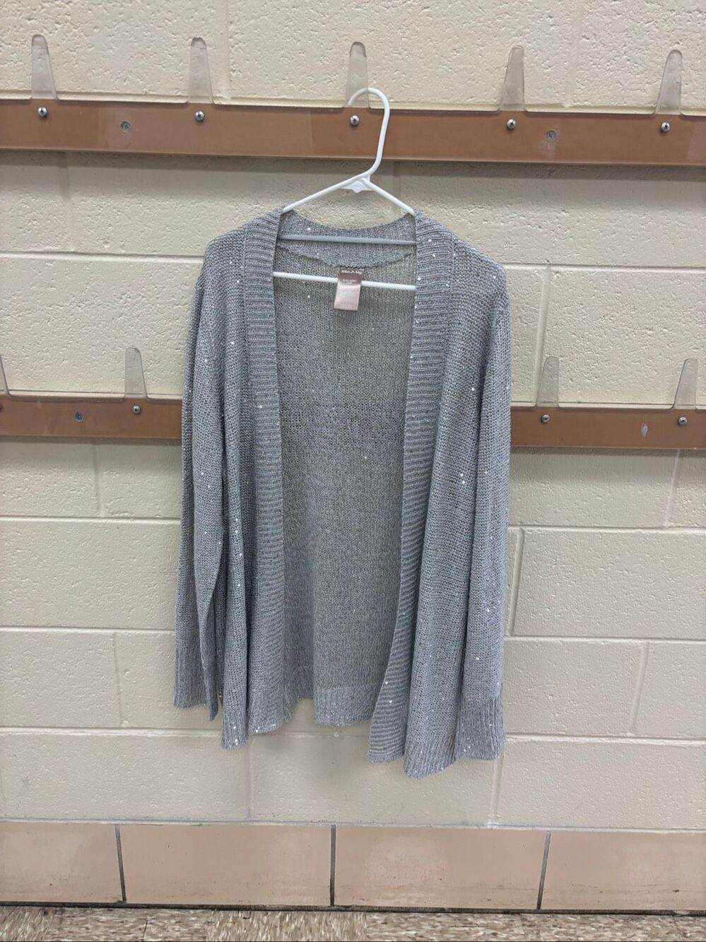 Women’s silver White Stag open front sequin cardigan, NWT